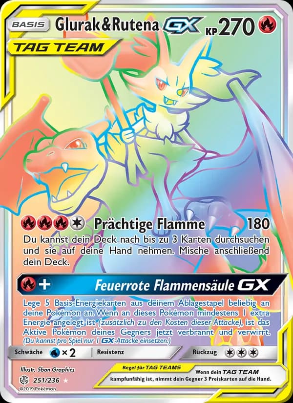 Glurak & Rutena GX card in German