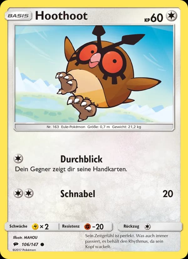Hoothoot card in German
