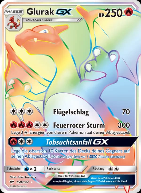 Glurak GX card in German