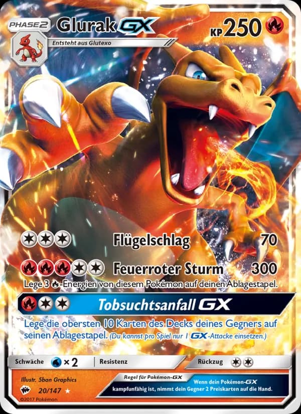 Glurak GX card in German
