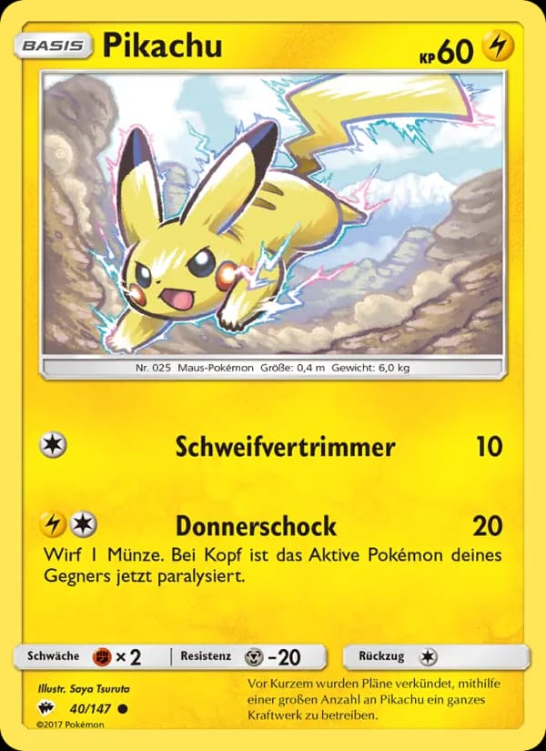 Pikachu card in German
