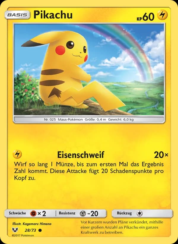 Pikachu card in German