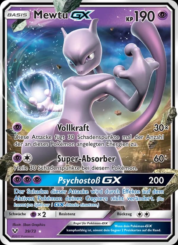 Mewtu GX card in German