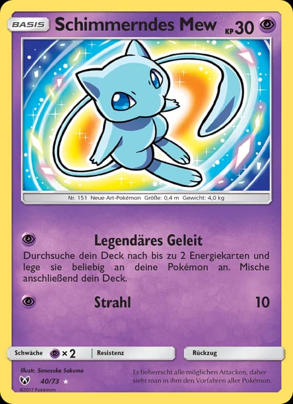 Schimmerndes Mew card in German