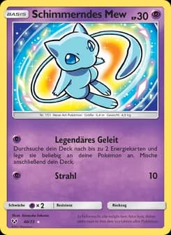 Schimmerndes Mew card in German