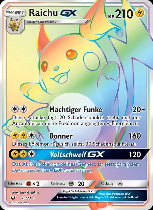 Raichu GX card in German