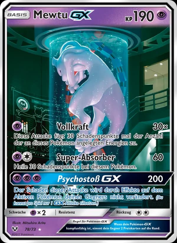 Mewtu GX card in German