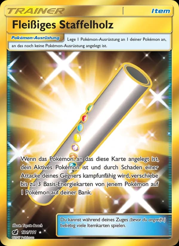 Fleißiges Staffelholz card in German