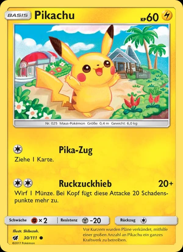 Pikachu card in German
