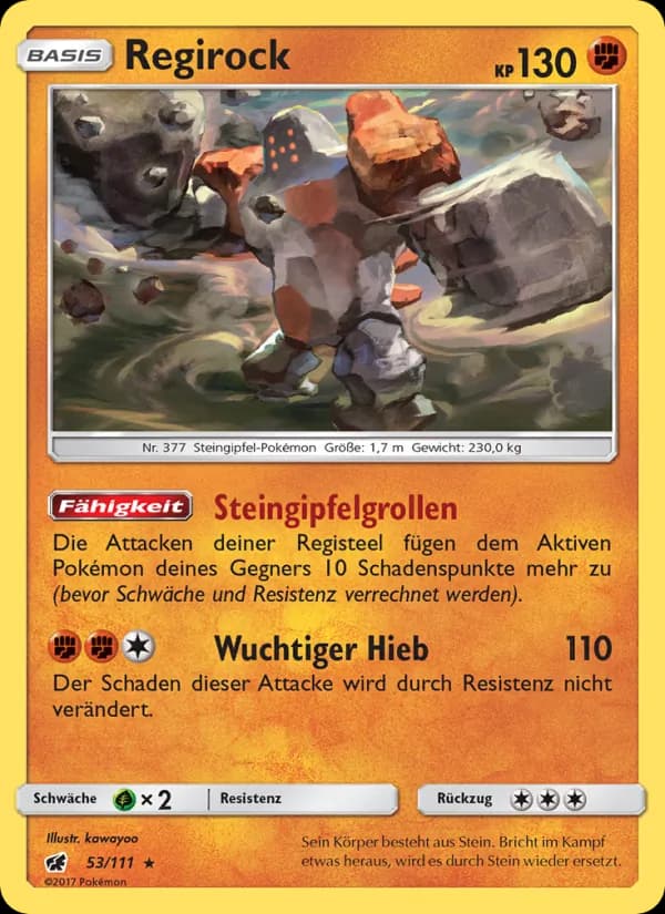 Regirock card in German