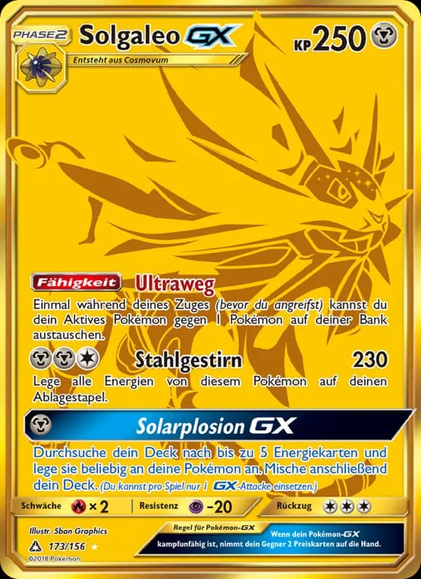 Solgaleo GX card in German