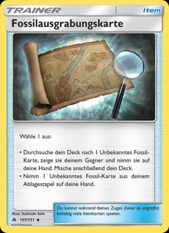 Fossilausgrabungskarte card in German