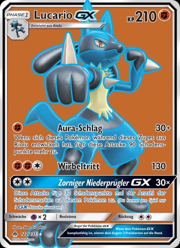 Lucario GX card in German