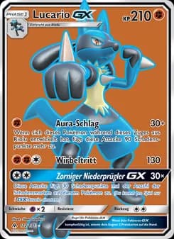 Lucario GX card in German