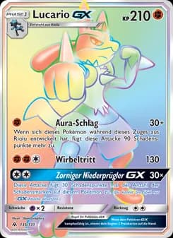 Lucario GX card in German