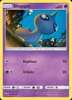 Shuppet card in German