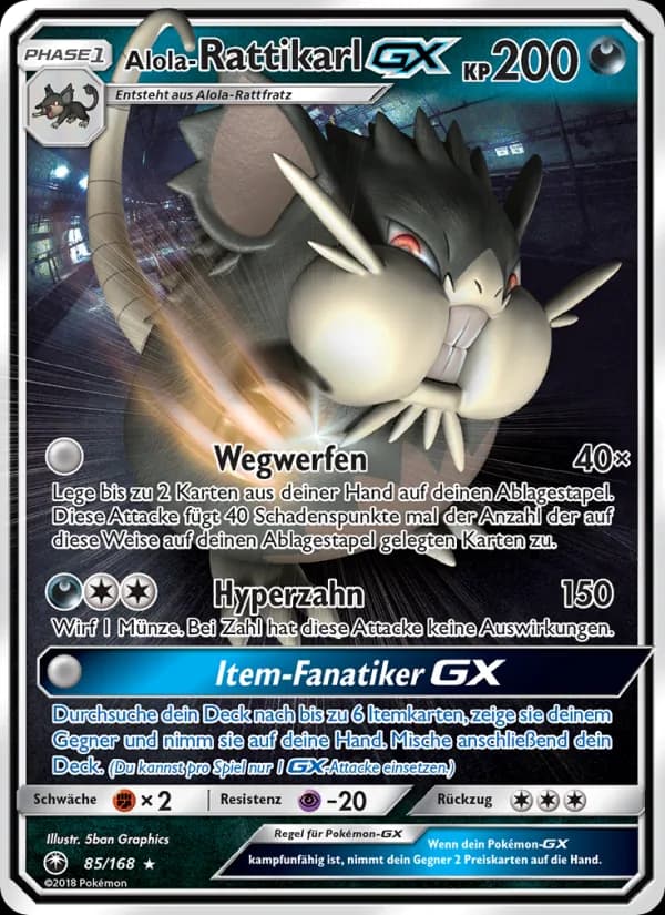 Alola-Rattikarl GX card in German
