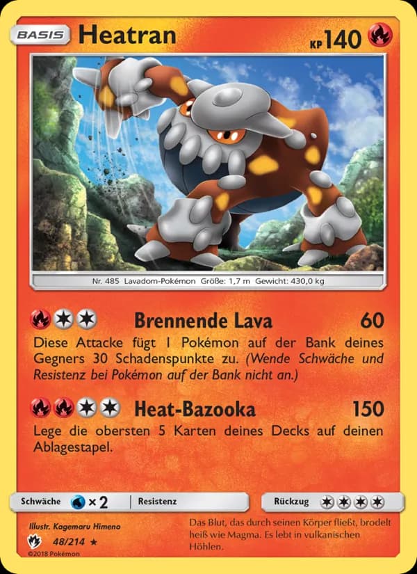 Heatran card in German