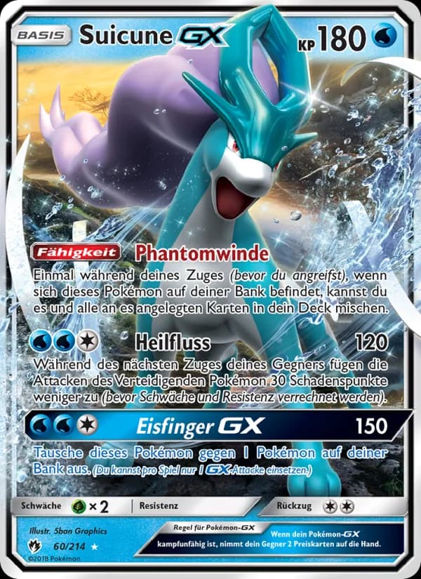 Suicune GX card in German