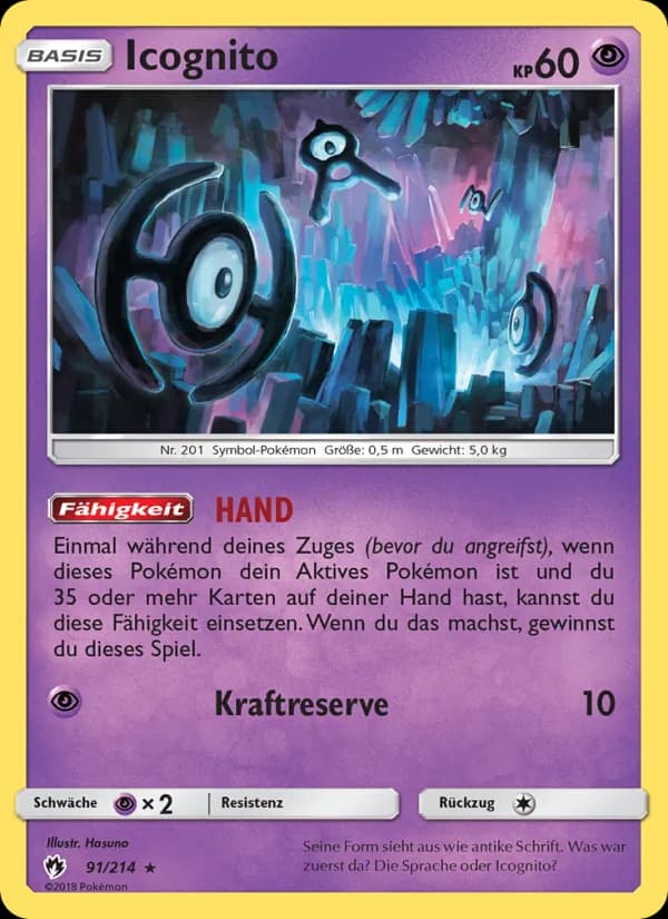 Icognito card in German