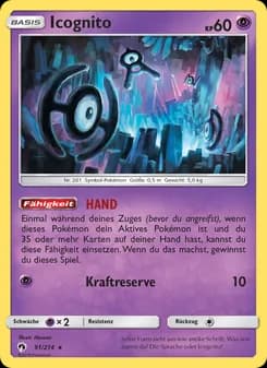 Icognito card in German