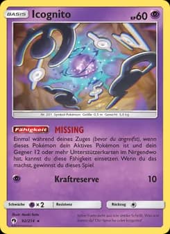 Icognito card in German