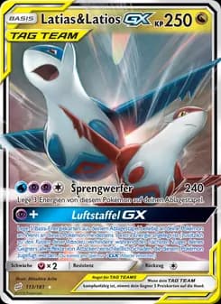 Latias & Latios GX card in German