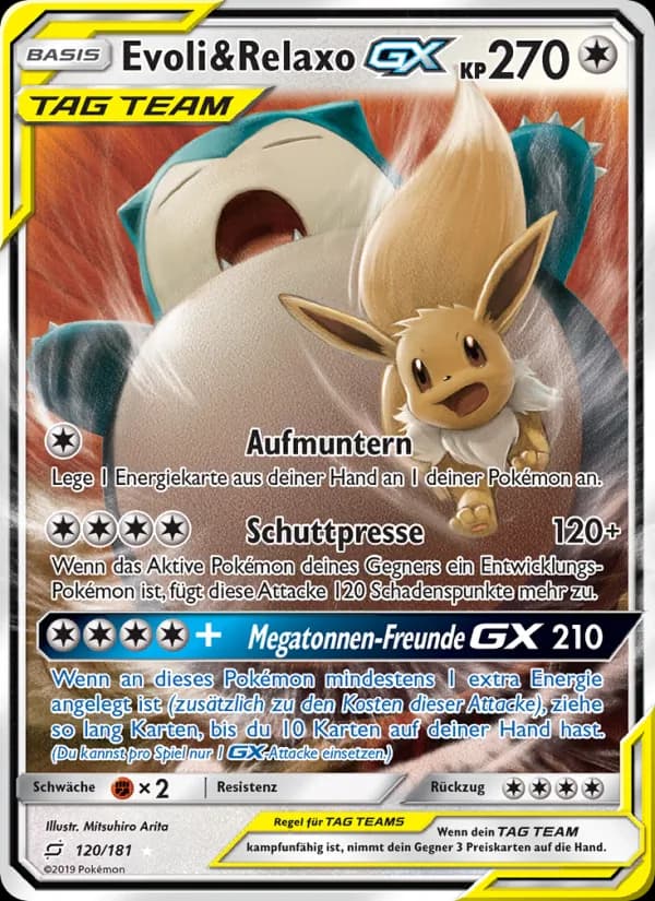 Evoli & Relaxo GX card in German