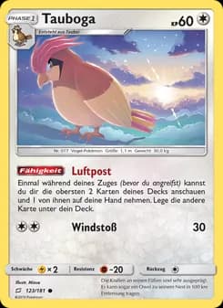 Tauboga card in German