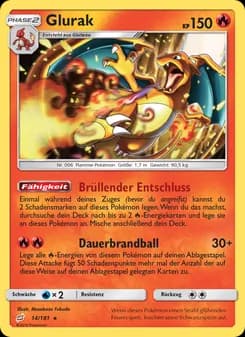 Glurak card in German