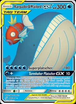 Karpador & Wailord GX card in German