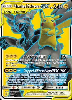 Pikachu & Zekrom GX card in German