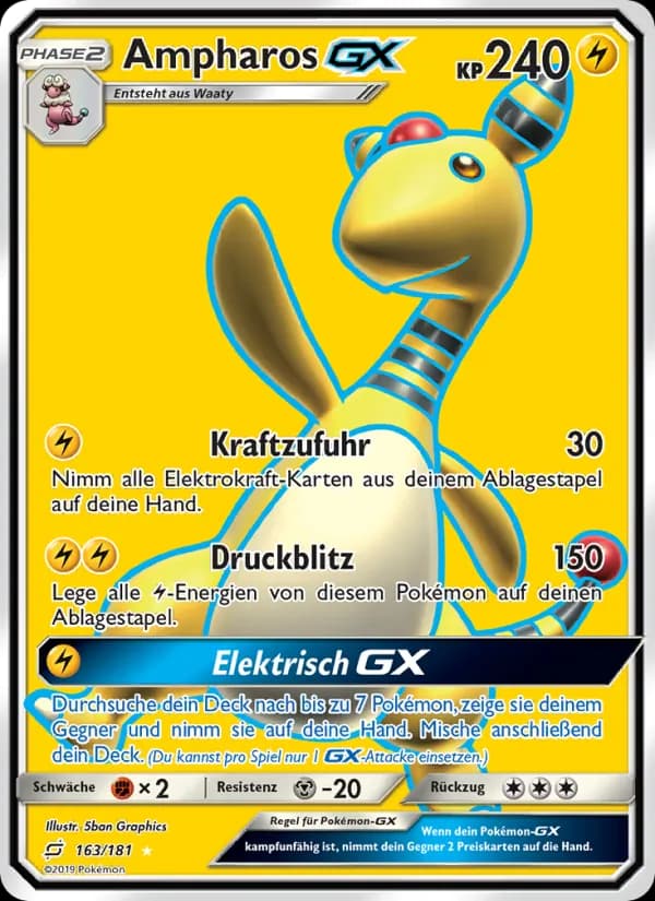 Ampharos GX card in German