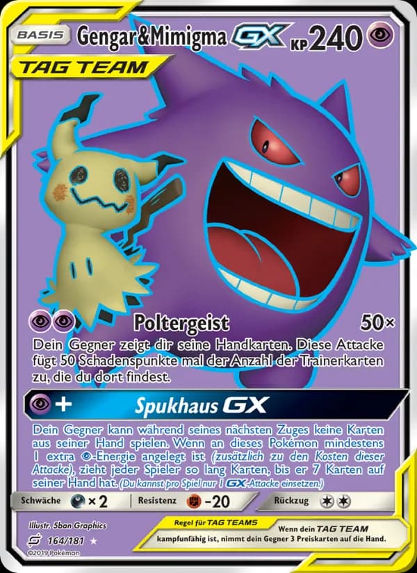 Gengar & Mimigma GX card in German