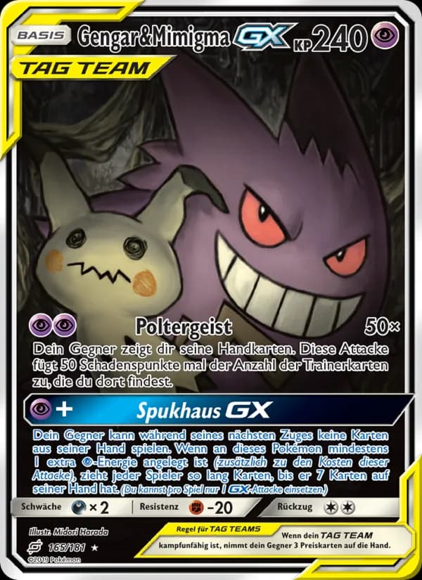 Gengar & Mimigma GX card in German