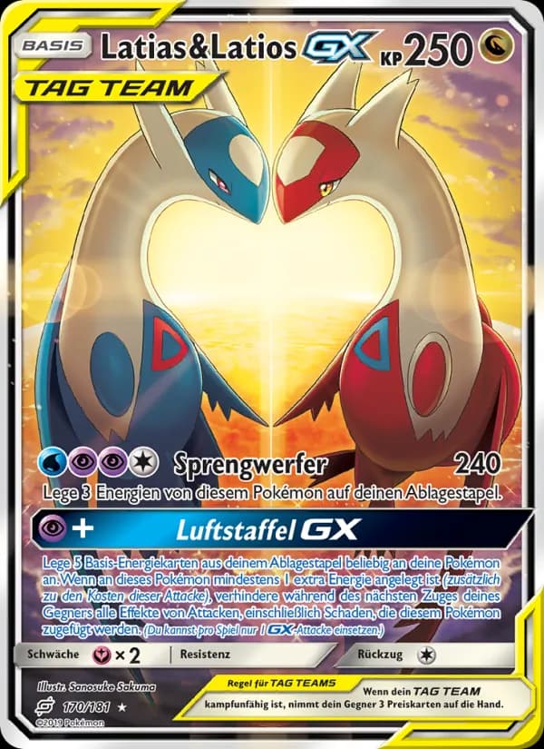 Latias & Latios GX card in German