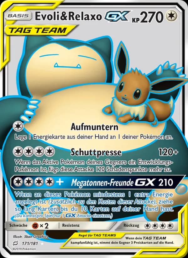 Evoli & Relaxo GX card in German