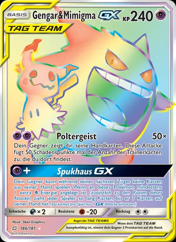 Gengar & Mimigma GX card in German