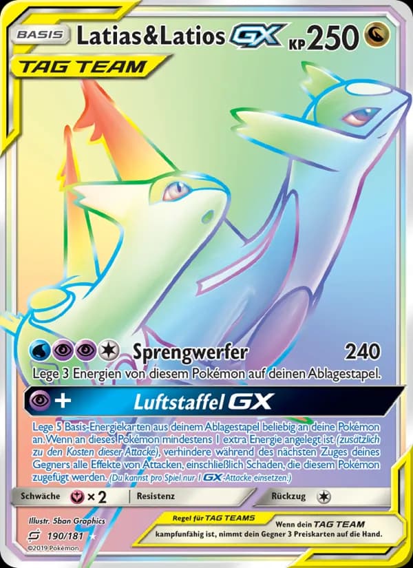 Latias & Latios GX card in German