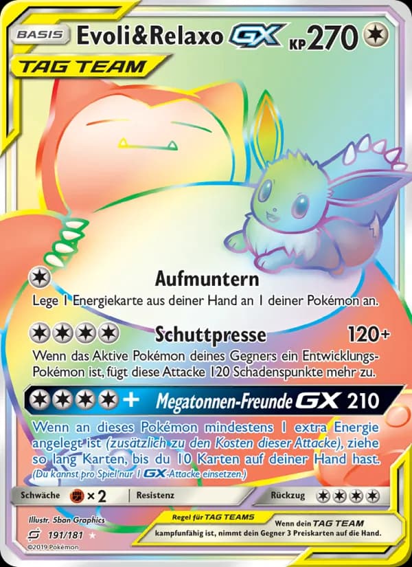 Evoli & Relaxo GX card in German