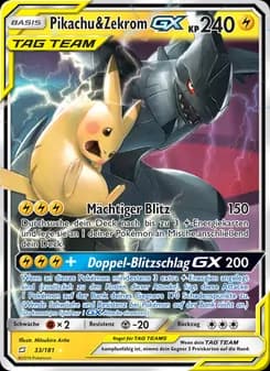 Pikachu & Zekrom GX card in German