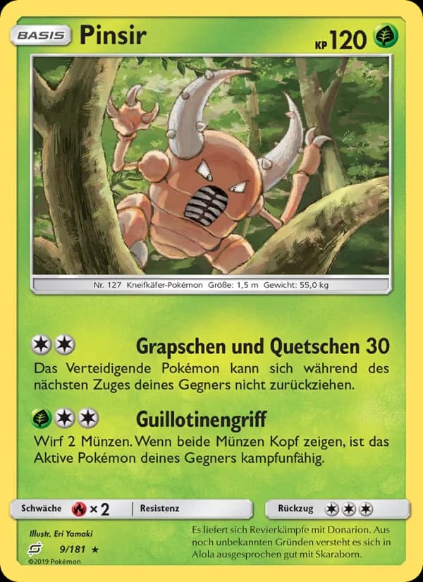 Pinsir card in German