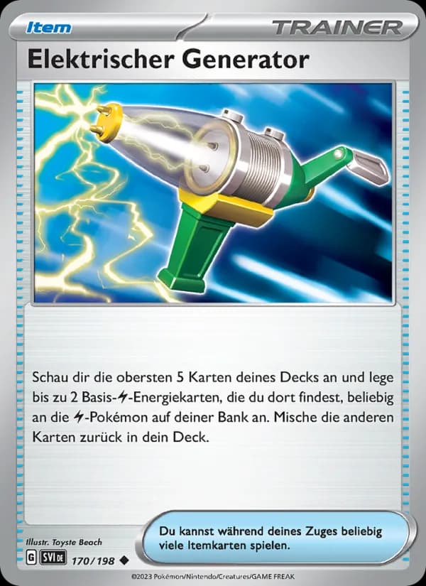 Elektrischer Generator card in German
