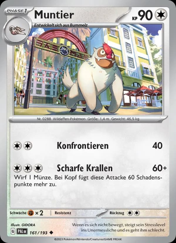 Muntier card in German