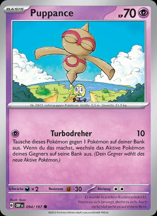 Puppance card in German