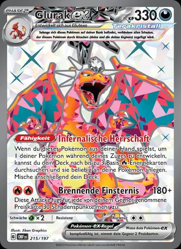 Glurak-ex card in German