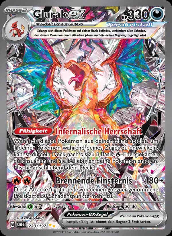 Glurak-ex card in German