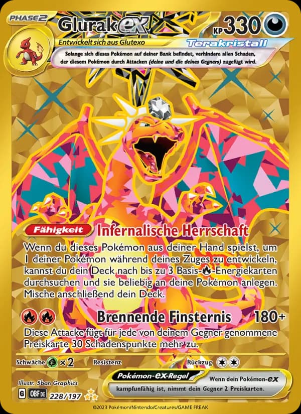 Glurak-ex card in German