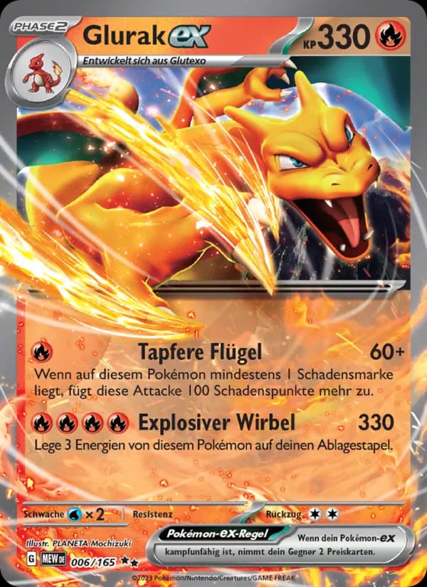 Glurak-ex card in German