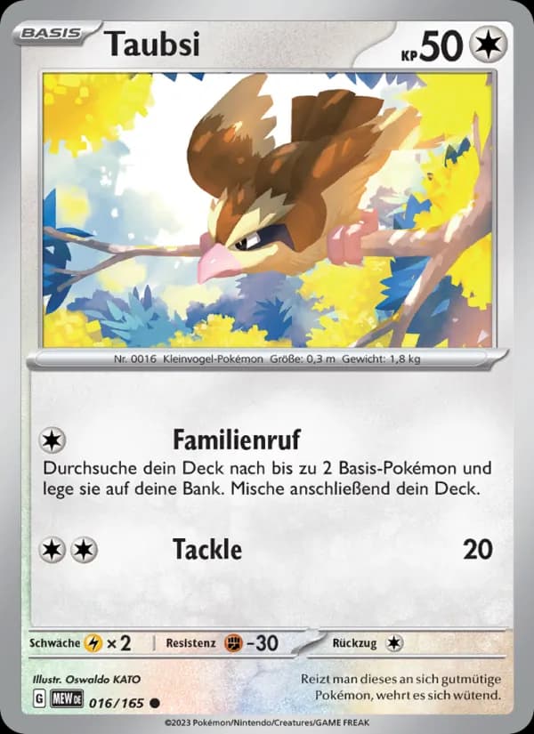 Taubsi card in German